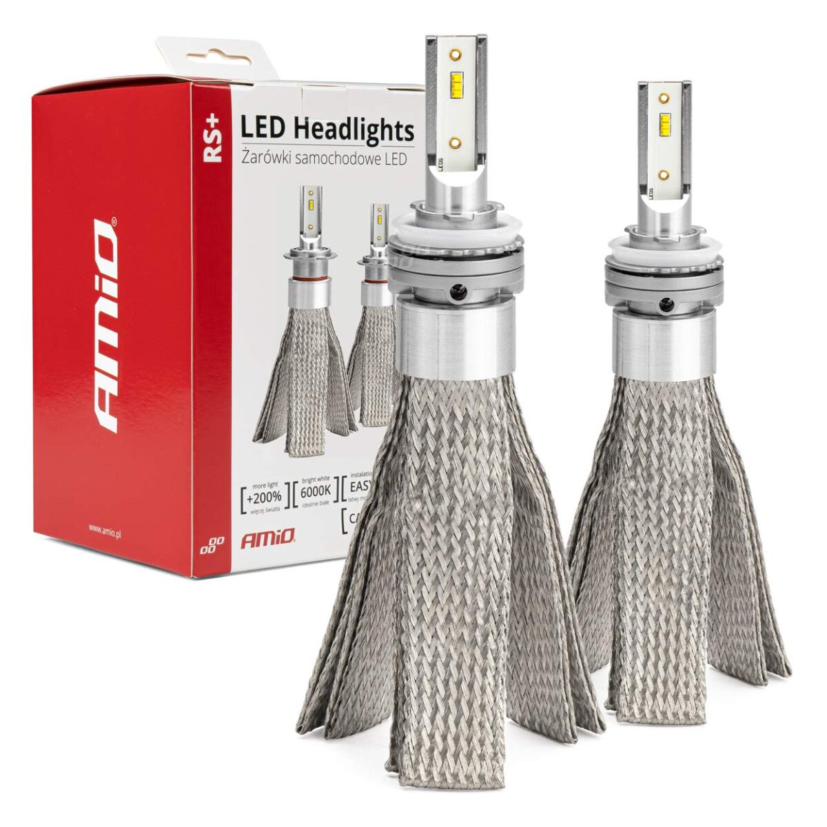 H8 / H9 / H11 RS+ SLIM SERIES 12-36V 50W 6000K 3500lm +200% LUXEON ZES LED CAN-BUS (ΨΥΚΤΡΑ ΛΕΠΙΔΕΣ ΦΤΕΡΟΥ) AMiO - 2 ΤΕΜ. - Image 1