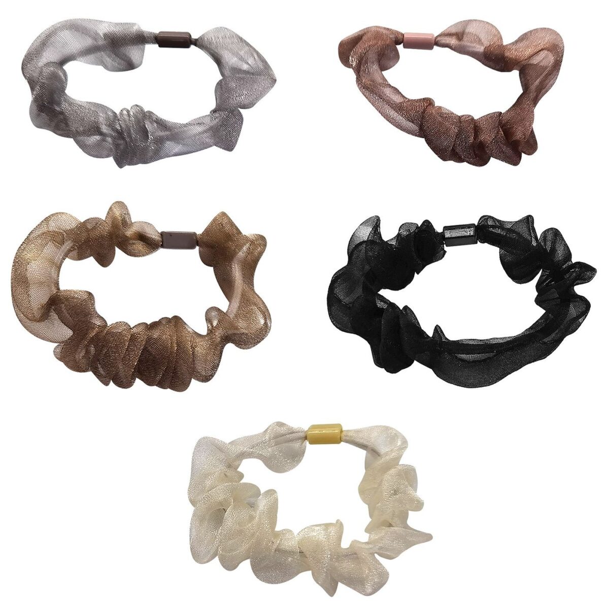 ΣΟΥΡΑ ΜΑΛΛΙΩΝ ΛΕΠΤΗ ΣΑΤΕΝ SCRUNCHIES 10cm 4teen4ty 401374-ΤΕΜ(12) - Image 1