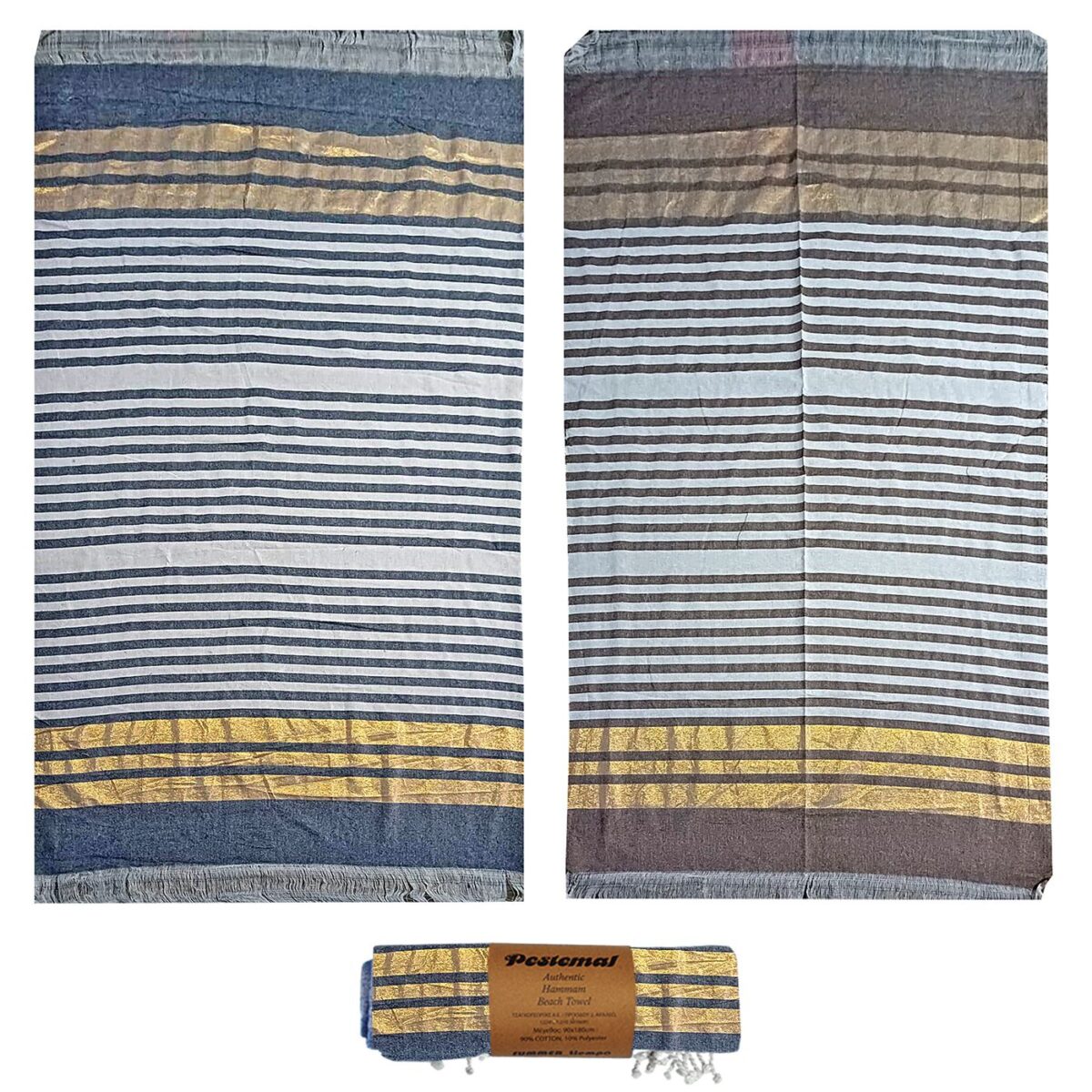 Πετσέτα Θαλάσσης Pestemal Lurex Χρυσό 90x180cm  ~280gr SummerTiempo 622723-ΤΕΜ(1) - Image 1