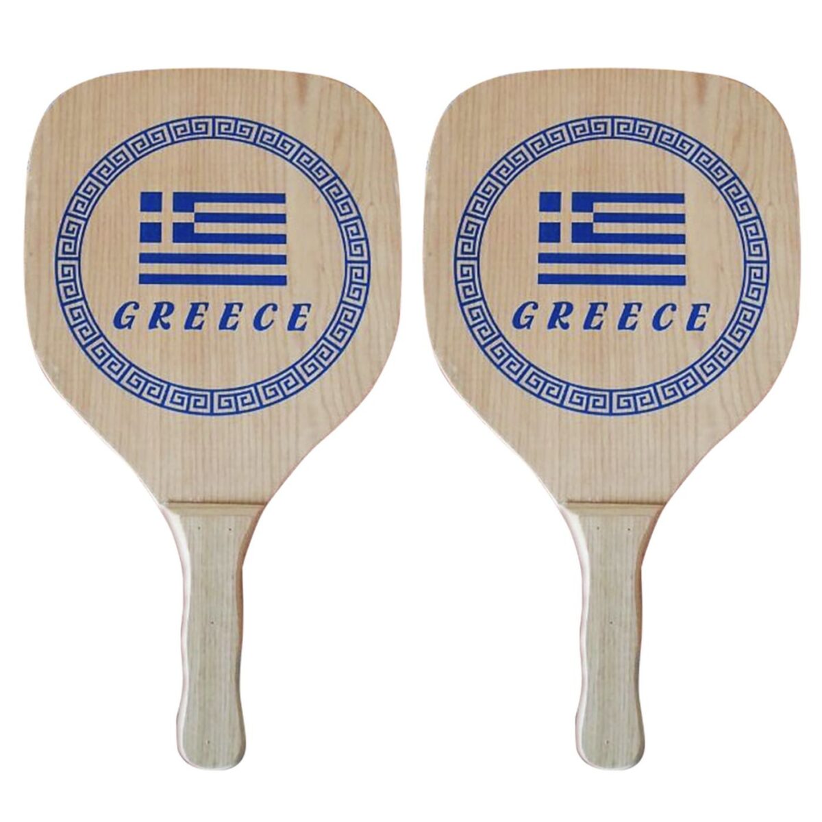 Ρακέτες Ξύλινες Παραλίας Greece ~410gr/Ρακέτα, ~570cm²,  40x22x1,2cm SummerTiempo 62348-ΖΕΥ(1) - Image 1
