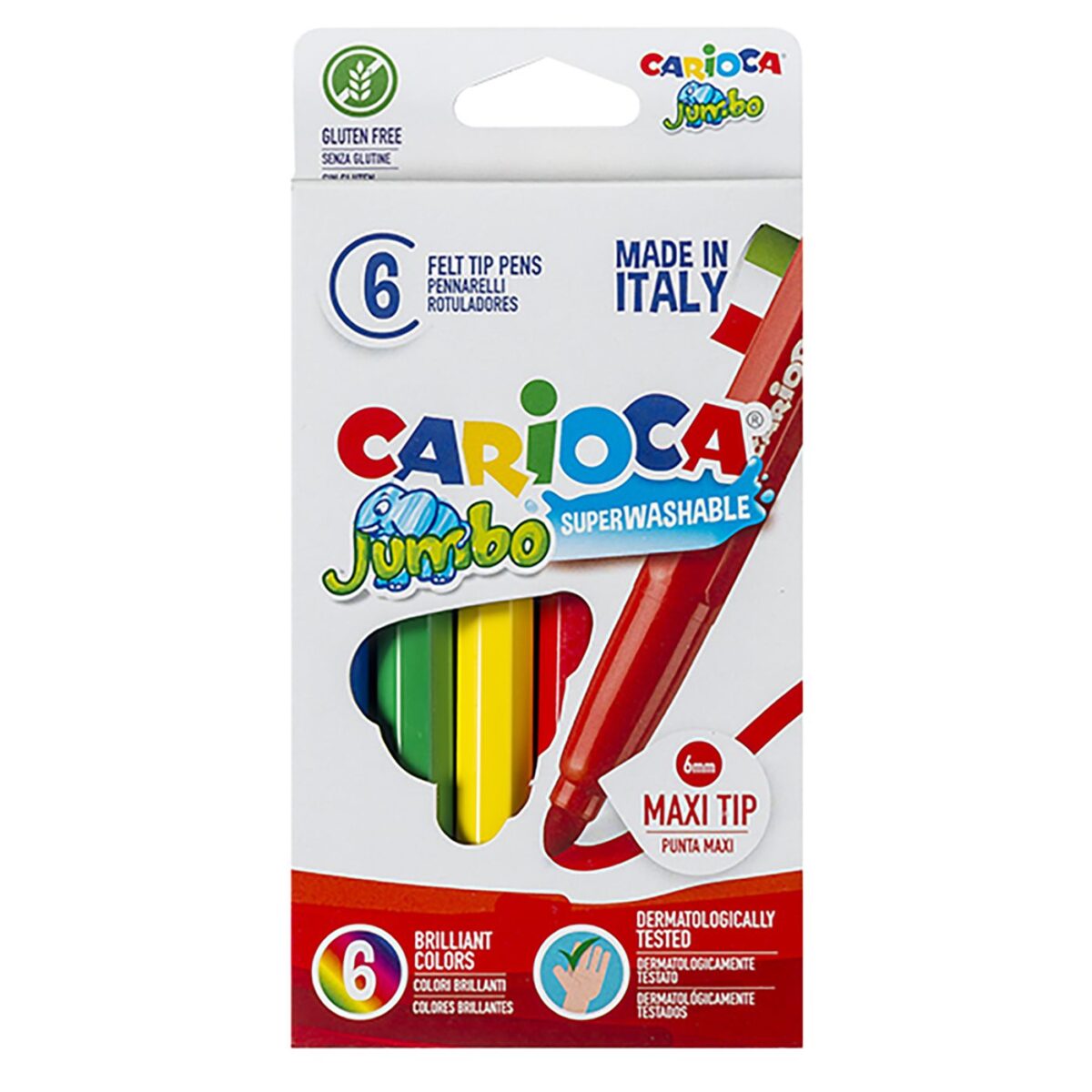 ΜΑΡΚΑΔΟΡΟΙ CARIOCA JUMBO 6mm ΣΕΤ=6 ΧΡΩΜΑΤΑ  Carioca 40568-ΣΕΤ(24) - Image 1