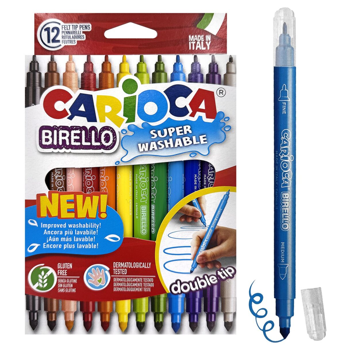 Μαρκαδόροι διπλοί carioca birello 2,6 & 4,7mm σετ=12 χρώματα  Carioca 41457-ΣΕΤ(12) - Image 1