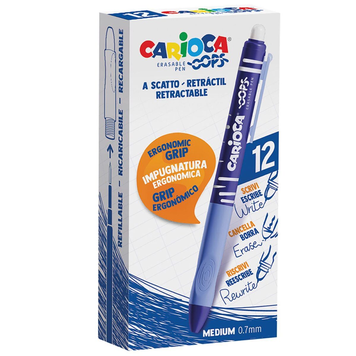 ΣΤΥΛΟ ΠΟΥ ΣΒΗΝΕΙ ΜΕ ΓΟΜΑ ΤΖΕΛ 0.7mm  Carioca 43043/02-ΤΕΜ(12) - Image 1