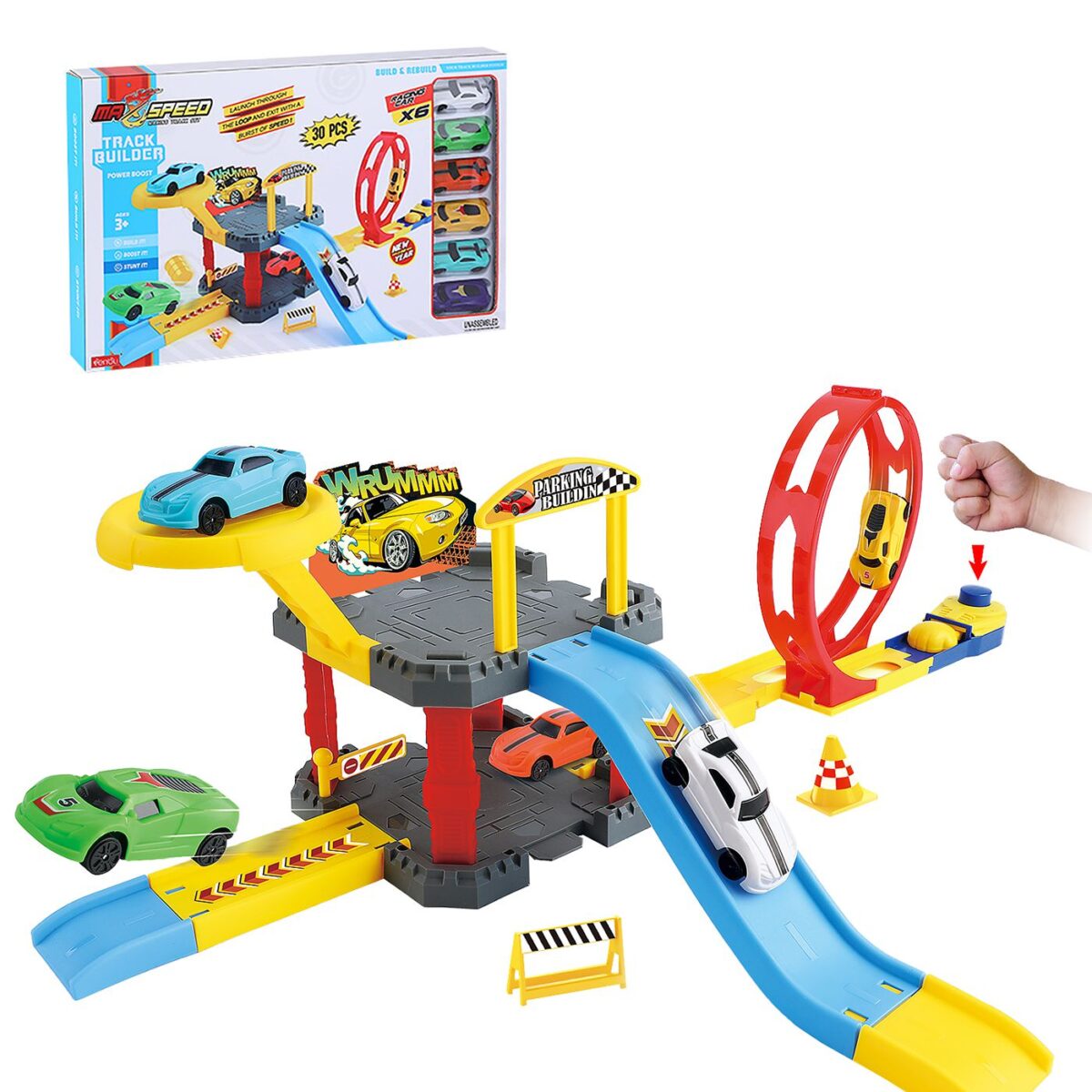 Parking - Λουπ με Εκτοξευτήρα + 6 Αυτοκίνητα 41x26x5cm ToyMarkt 88874-ΤΕΜ(1) - Image 1