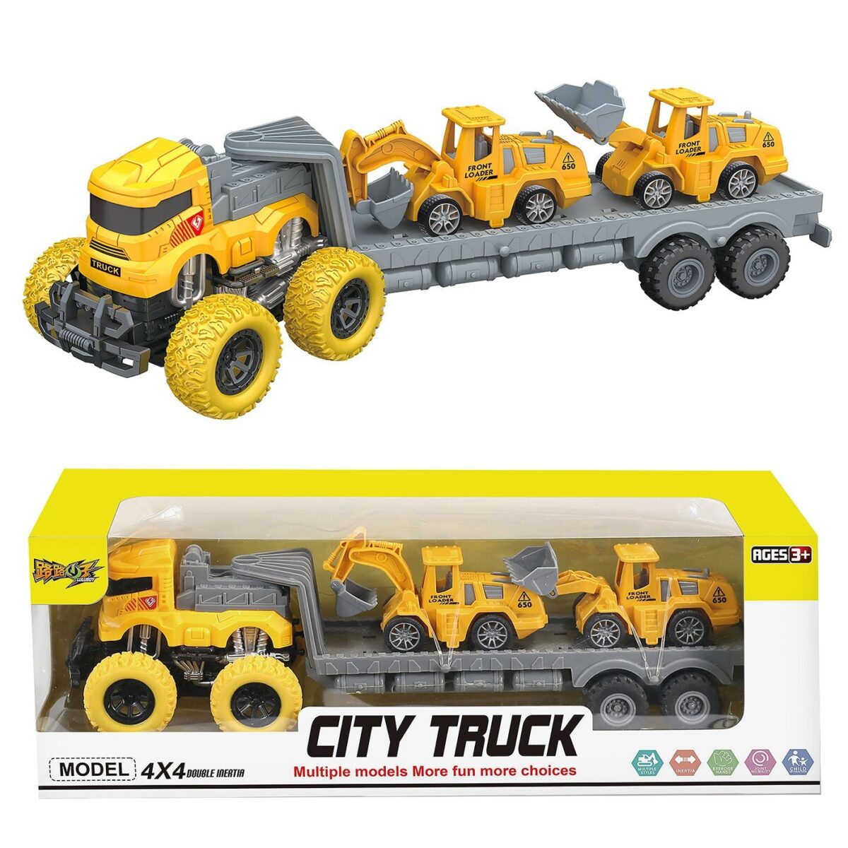 Νταλίκα friction + 2 δομικά pull back 41x14x11cm ToyMarkt 902365-ΤΕΜ(1) - Image 1