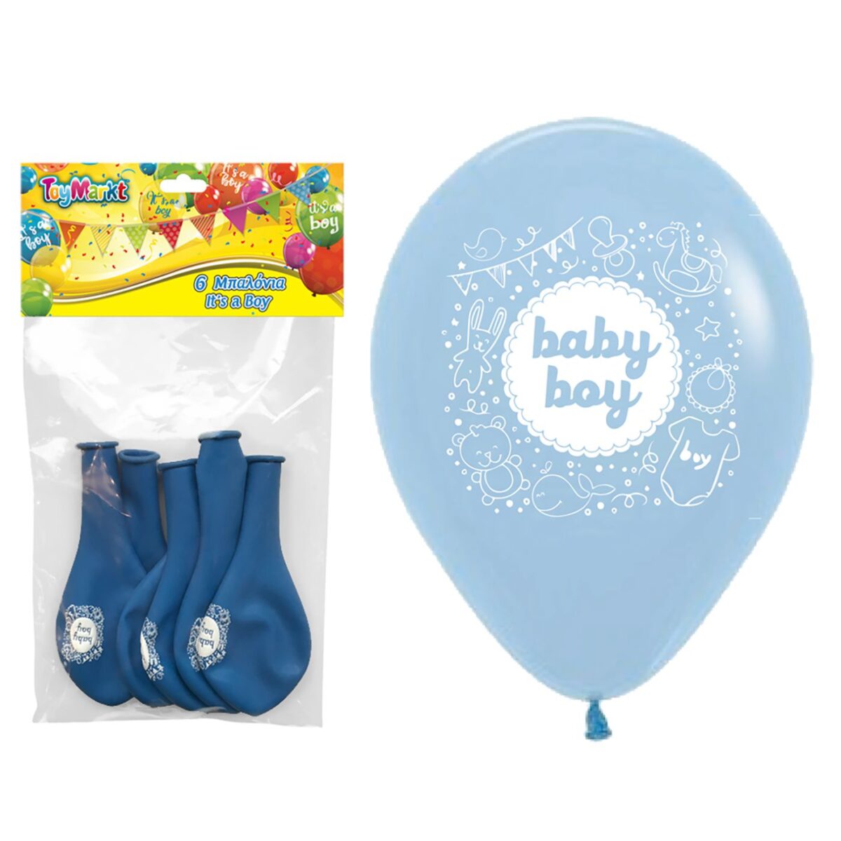 Μπαλλόνια 12" 6τεμ it 's a boy 30cm ToyMarkt 911265-ΣΕΤ(1) - Image 1