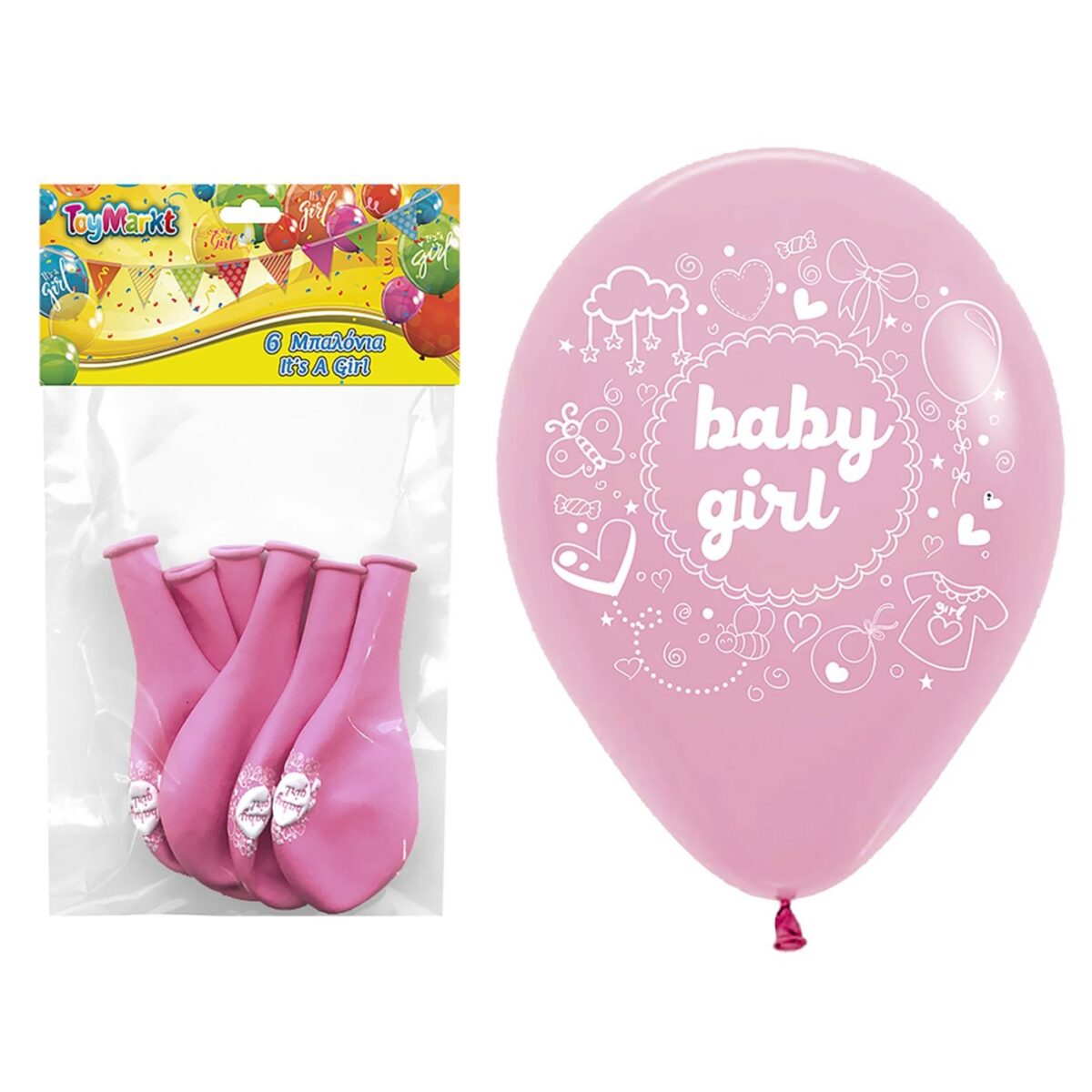 Μπαλλόνια 12" 6τεμ it 's a girl 30cm ToyMarkt 911266-ΣΕΤ(1) - Image 1