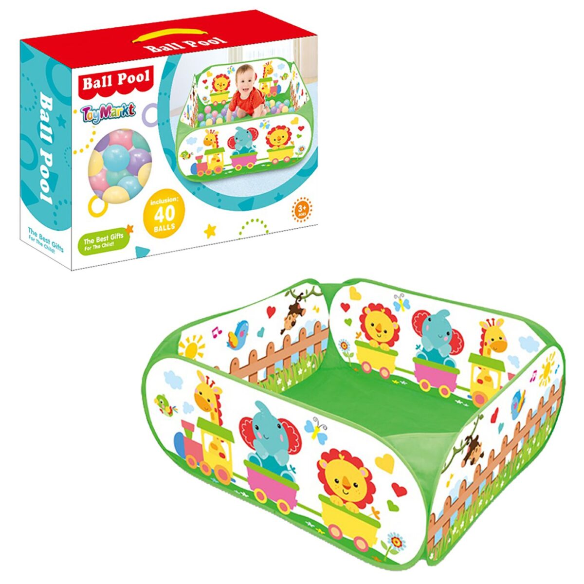 Ανοιχτή Σκηνή (πισίνα) & 40 Μπάλλες 5.5cm 45x30x10cm ToyMarkt 913107-ΤΕΜ(1) - Image 1