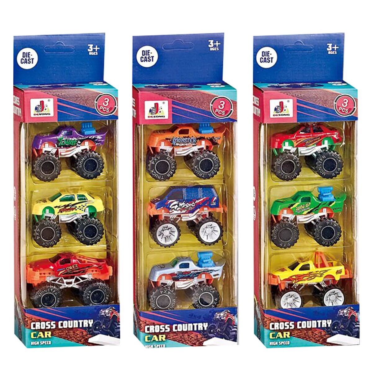 Σετ 3 μίνι αγροτικά μεγάλες ρόδες die cast metal free wheels 9x25x6cm ToyMarkt 913362-ΤΕΜ(1) - Image 1