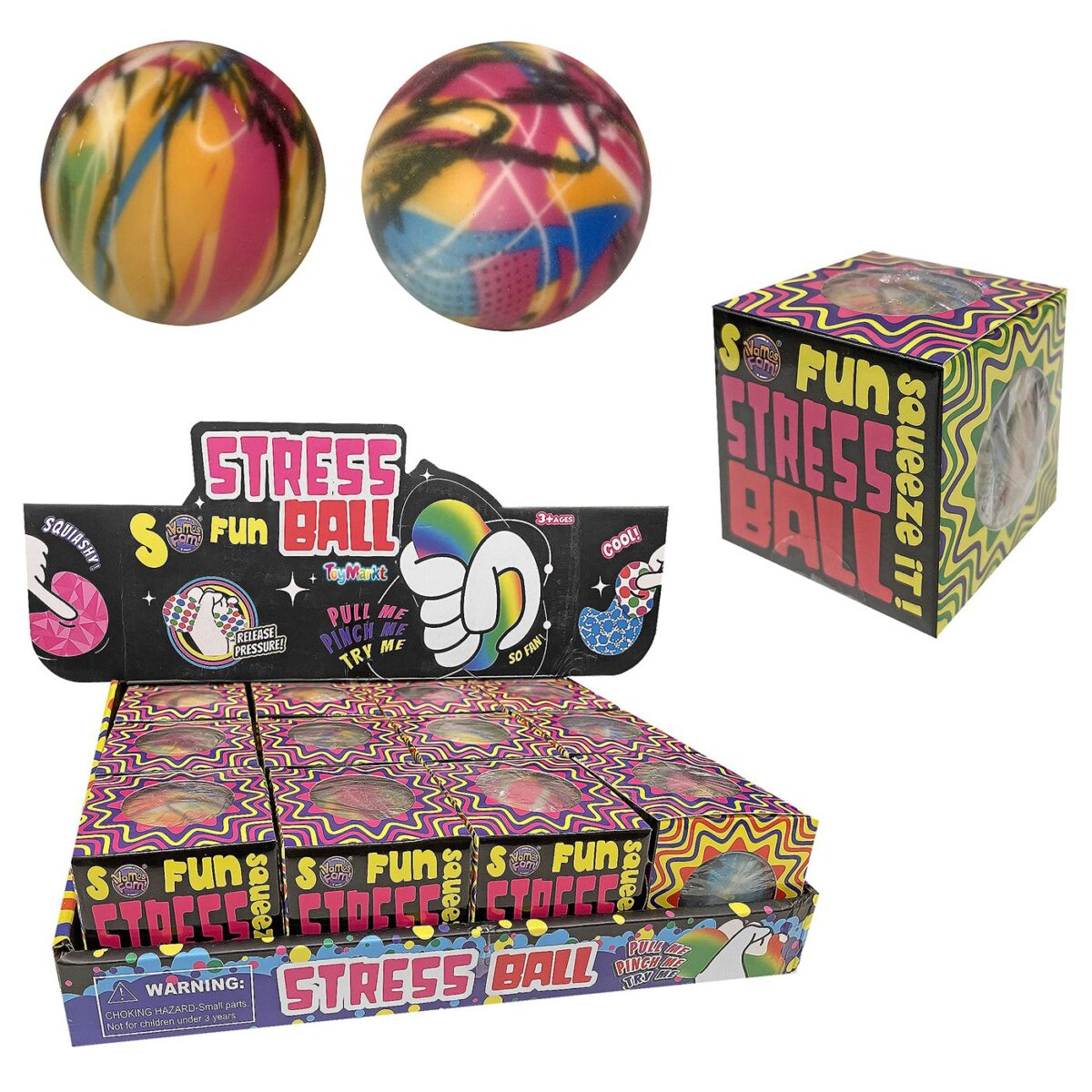 STRESS BALL ΣΕ ΚΟΥΤΑΚΙ 6.5x6.5x6.5cm ToyMarkt 913393-ΤΕΜ(1) - Image 1