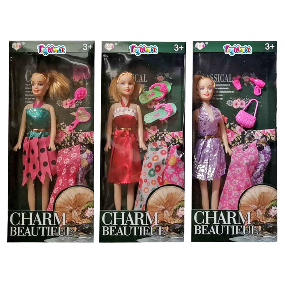 ΚΟΥΚΛΑ CHARM BEAUTIFUL ΜΕ ΑΞΕΣΟΥΑΡ & 2 ΦΟΡΕΜΑΤΑ 14x32x5cm ToyMarkt 922073-ΤΕΜ(1) - Image 1