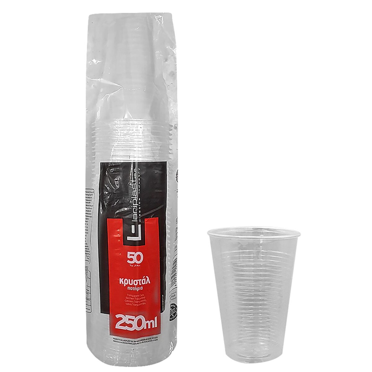 ΠΟΤΗΡΙΑ ΠΛΑΣΤΙΚΑ ΔΙΑΦΑΝΑ ΠΑΚ=50ΤΕΜ 250mL Lariplast-ΠΑΚ(1) - Image 1