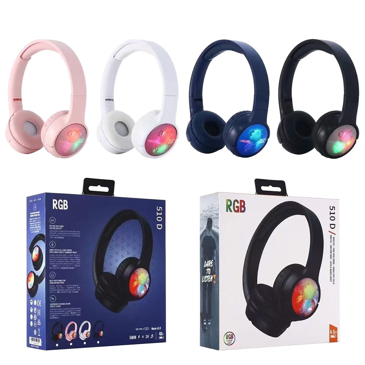 Ακουστικά Bluetooth RGB  Homie 108506-ΖΕΥ(1) - Image 1