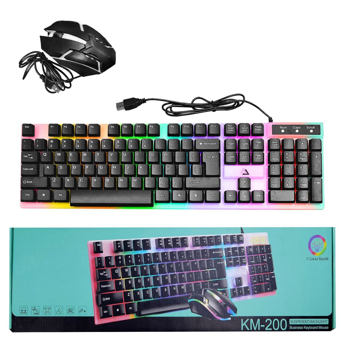 Πληκτρολόγιο & Ποντίκι σετ Ενσύρματα RGB  JustNote 10957-ΣΕΤ(1) - Image 1