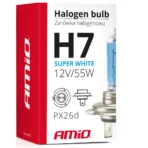 Amio - λάμπα τύπου H7 αλογόνου τάση λειτουργίας 12V απόδοση 55W τύπος βάσης PX26d Super White για φώτα αυτοκινήτου – 1 τεμ. (01157/AM) - Image 4