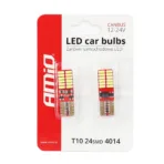 Amio - Λάμπες LED T10 W5W Καρφωτές 12/24V 2.2W 5600K με 24 SMD 4014 CANBUS για Φώτα Θέσης Πινακίδας & Εσωτερικού Φωτισμού με Ισχυρό Λευκό Φως και Χωρίς Σφάλματα - 1 Σετ (01287/AM) - Image 3