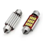 Amio - Λάμπες LED Πλαφονιέρας 36mm 12/24V 2.9W 5600K 12 LED CAN-BUS Festoon Λευκό Φως για Εσωτερικό Φωτισμό Καμπίνας και Πινακίδα Αυτοκινήτου - 1 σετ (01289/AM)