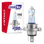 Amio - Λαμπτήρας Αλογόνου LumiTec Limited +130% τύπου H4 12V ισχύος 60/55W με βάση P43t και λευκό φως 4300K διπλής λειτουργίας για αυξημένη ορατότητα και μεγαλύτερη δέσμη έως 40m - 1 Τεμ. (02132/AM)