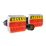 Amio - Σετ Φανάρια Πίσω Τρέιλερ LED Μαγνητικά 12V με Καλώδιο 7pin σε Compact Σχεδιασμό για Πλήρη Σήμανση και Εύκολη Τοποθέτηση σε Ρυμουλκούμενα - 1 Σετ (02141/AM)