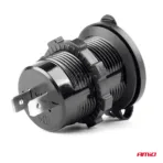 Amio - ΠΡΙΖΑ ΜΕ 2 ΘΥΡΕΣ USB ΚΑΙ ΚΑΠΑΚΙ ΜΑΥΡΗ 12/24V 5V 3.1A Φ37 mmχ51mm MOD-03 - 1 τεμ. (02853/AM) - Image 2