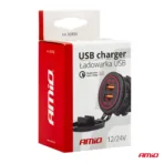 Amio - ΠΡΙΖΑ ΦΟΡΤΙΣΗΣ ΜΕ 2 ΘΥΡΕΣ USB 12/24V 3.0A Φ37mmX51mm QUICK CHARGE 12/24V MOD-05 - 1 τεμ. (02855/AM) - Image 4