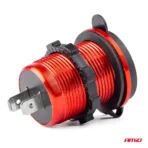 Amio - ΠΡΙΖΑ ΦΟΡΤΙΣΗΣ ΜΕ 2 ΘΥΡΕΣ USB ΚΑΙ ΚΑΠΑΚΙ ΚΟΚΚΙΝΗ/ΜΑΥΡΗ 12/24V 5V 3.1A MOD-10 - 1 τεμ. (02860/AM) - Image 3