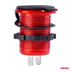 Amio - ΠΡΙΖΑ ΦΟΡΤΙΣΗΣ ΜΕ 2 ΘΥΡΕΣ USB ΚΑΙ ΨΗΦΙΑΚΟ ΒΟΛΤΟΜΕΤΡΟ ΜΕ ΚΑΠΑΚΙ ΚΟΚΚΙΝΗ 12/24V 5V 3.1A MOD-11 - 1 τεμ. (02861/AM) - Image 2