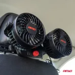 Amio - ΑΝΕΜΙΣΤΗΡΑΣ ΔΙΠΛΟΣ 12V 2χ4''(10,8cm) ΜΕ ΦΙΣ ΑΝΑΠΤΗΡΑ/2 USB 5V & ΣΤΗΡΙΞΗ ΣΤΟ ΠΡΟΣΚΕΦΑΛΟ - 1 TEM. (03009/AM) - Image 2