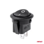 Amio - ΔΙΑΚΟΠΤΗΣ ON/OFF 2 ΕΠΑΦΩΝ 12V 20A ΣΤΡΟΓΓΥΛΟΣ Φ20mm ΜΑΥΡΟΣ - 1 τεμ. (03083/AM) - Image 2