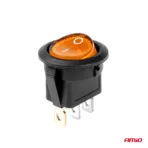 Amio - ΔΙΑΚΟΠΤΗΣ ON/OFF 3 ΕΠΑΦΩΝ 12/24V 20A ΣΤΡΟΓΓΥΛΟΣ ΜΕ ΚΙΤΡΙΝΟ ΦΩΤΙΣΜΟ - 1 ΤΕΜ. (03085/AM) - Image 2
