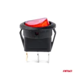 Amio - ΔΙΑΚΟΠΤΗΣ ON/OFF 3 ΕΠΑΦΩΝ 12/24V 20A ΣΤΡΟΓΓΥΛΟΣ ΜΕ ΚΟΚΚΙΝΟ ΦΩΤΙΣΜΟ - 1 ΤΕΜ. (03086/AM) - Image 3