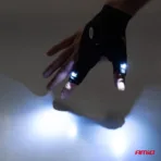 Amio - ΓΑΝΤΙΑ ΧΕΙΡΟΣ ΓΙΑ 2 ΔΑΧΤΥΛΑ ΜΕ 2 LED ΕΛΑΣΤΙΚΑ ΑΔΙΑΒΡΟΧΑ ΣΕ ΜΑΥΡΟ ΧΡΩΜΑ - 2 TEM. (03107/AM) - Image 2