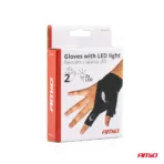 Amio - ΓΑΝΤΙΑ ΧΕΙΡΟΣ ΓΙΑ 2 ΔΑΧΤΥΛΑ ΜΕ 2 LED ΕΛΑΣΤΙΚΑ ΑΔΙΑΒΡΟΧΑ ΣΕ ΜΑΥΡΟ ΧΡΩΜΑ - 2 TEM. (03107/AM) - Image 3