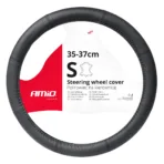 Amio - ΚΑΛΥΜΜΑ ΤΙΜΟΝΙΟΥ ΔΕΡΜΑTINO 35-37CM SWC-48-S ΣΕ ΜΑΥΡΟ ΧΡΩΜΑ ΜΕ ΜΑΥΡΕΣ ΡΑΦΕΣ - 1 ΤΕΜ. (03545/AM)