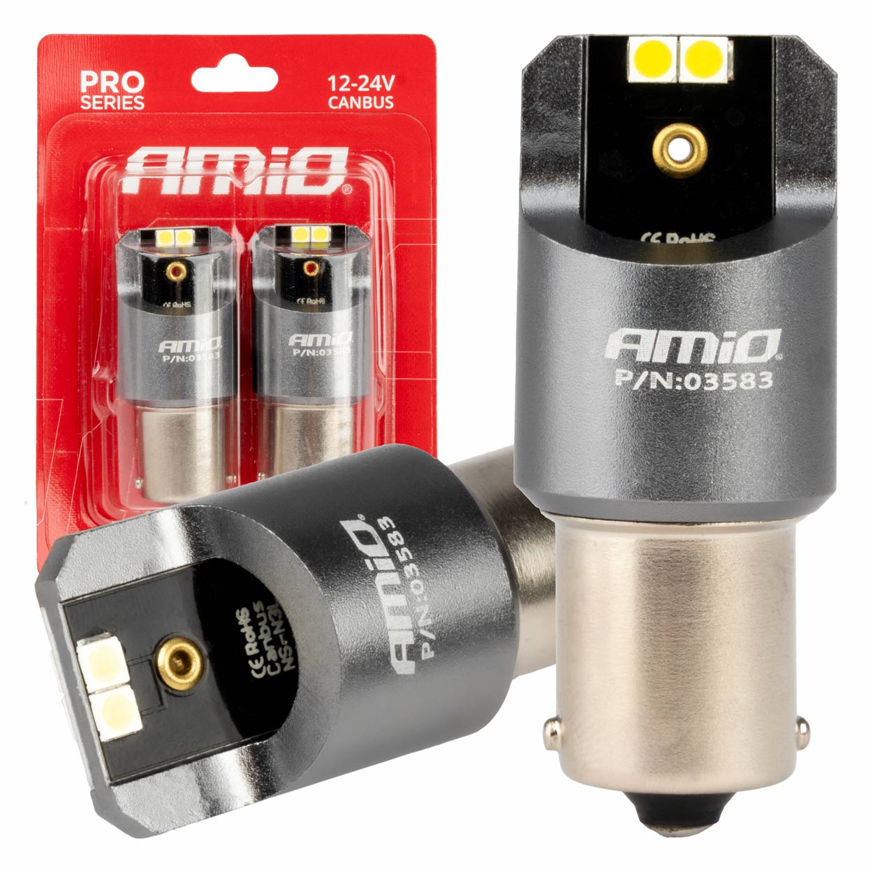 Amio - ΛΑΜΠΕΣ LED CAN-BUS P21W BA15S 12/24V 6.000K 4xSMD ΛΕΥΚΟ PRO SERIES - 2 ΤΕΜ. (03583/AM) Amio - ΛΑΜΠΕΣ LED CAN-BUS P21W BA15S 12/24V 6.000K 4xSMD ΛΕΥΚΟ PRO SERIES - 2 ΤΕΜ. (03583/AM) - Image 1