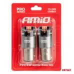 Amio - ΛΑΜΠΑΚΙΑ P21/5W BAY15d 12/24V 6.000K 4xSMD LED CAN-BUS ΚΟΚΚΙΝΟ PRO SERIES - 2 Τεμ. (03586/AM) - Image 4