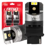 Amio - ΛΑΜΠΕΣ P27W 12/24V 6.000K 4SMD LED CAN-BUS ΛΕΥΚΑ PRO SERIES - 2 ΤΕΜ. (03587/AM)