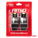Amio - ΛΑΜΠΕΣ P27W 12/24V 6.000K 4SMD LED CAN-BUS ΛΕΥΚΑ PRO SERIES - 2 ΤΕΜ. (03587/AM) - Image 4