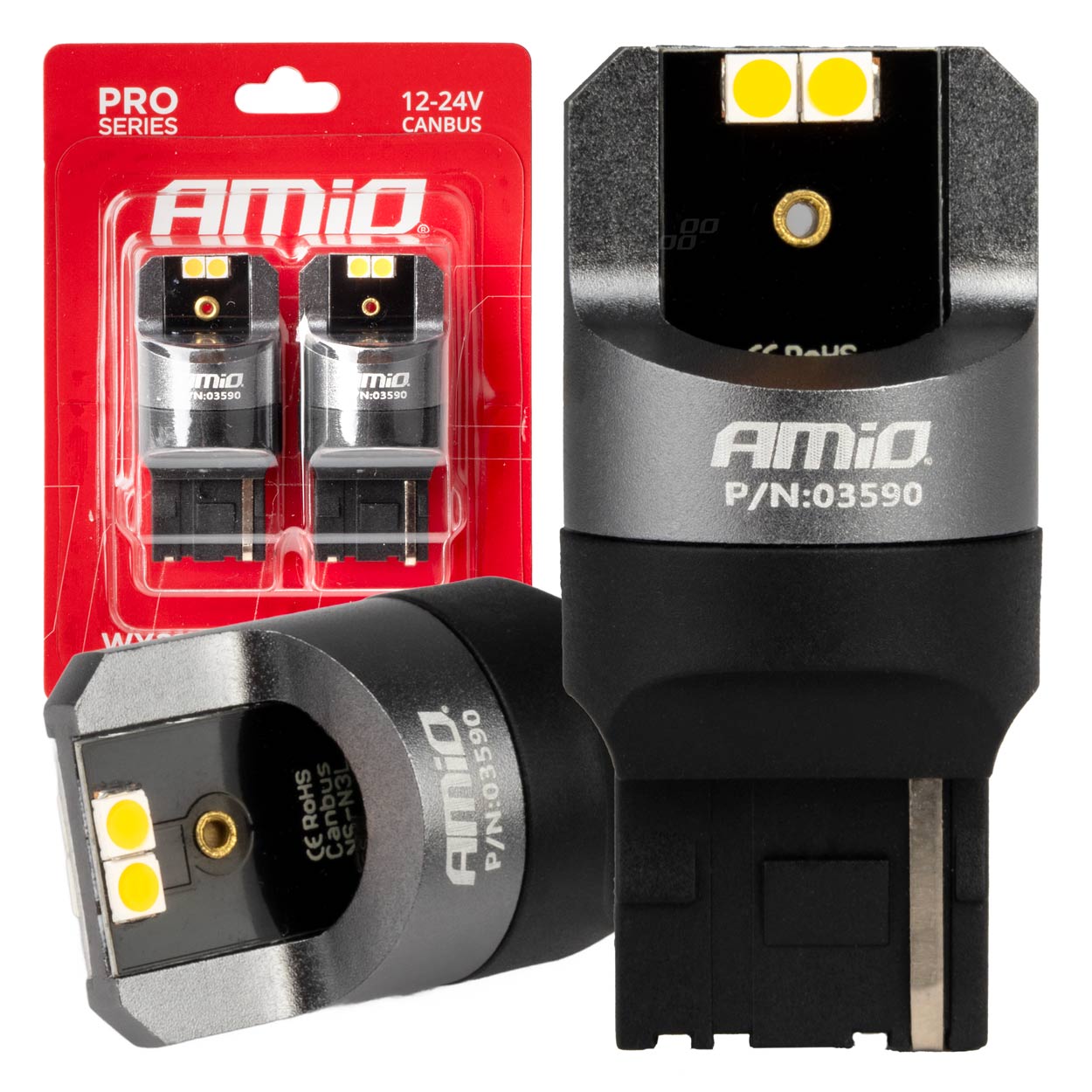 Amio - ΛΑΜΠΕΣ WY21W 12/24V 6.000K 4SMD LED CAN-BUS ΚΙΤΡΙΝΟ PRO SERIES - 2 ΤΕΜ. (03590/AM) Amio - ΛΑΜΠΕΣ WY21W 12/24V 6.000K 4SMD LED CAN-BUS ΚΙΤΡΙΝΟ PRO SERIES - 2 ΤΕΜ. (03590/AM) - Image 1