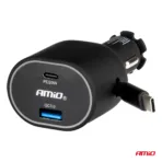 Amio - ΦΟΡΤΙΣΤΗΣ ΑΝΑΠΤΗΡΑ ΜΕ 2 ΘΥΡΕΣ USB-C 20W+USB-A QUICK CHARGE 3.0 ΜΕ ΚΑΛΩΔΙΟ USB-C 30W ΜΑΥΡΟ - 1 Τεμ. (04176/AM) - Image 2