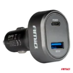 Amio - ΦΟΡΤΙΣΤΗΣ ΑΝΑΠΤΗΡΑ ΜΕ 2 ΘΥΡΕΣ USB-C+USB-A QUICK CHARGE 3.0 30W ΜΕ ΒΟΛΤΟΜΕΤΡΟ ΜΑΥΡΟ - 1 Τεμ. (04178/AM) - Image 2
