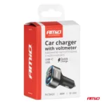 Amio - ΦΟΡΤΙΣΤΗΣ ΑΝΑΠΤΗΡΑ ΜΕ 2 ΘΥΡΕΣ USB-C+USB-A QUICK CHARGE 3.0 30W ΜΕ ΒΟΛΤΟΜΕΤΡΟ ΜΑΥΡΟ - 1 Τεμ. (04178/AM) - Image 5