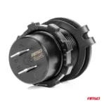 Amio - ΠΡΙΖΑ ΜΕ 2 ΘΥΡΕΣ USB ΚΑΙ ΚΑΠΑΚΙ 12/24V QUICK CHARGE 3.0 ΑΔΙΑΒΡΟΧΗ ΜΕ ΜΠΛΕ LED ΦΩΣ ΜΑΥΡΗ - 1 ΤΕΜ. (04218/AM) - Image 2