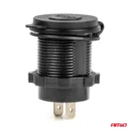 Amio - ΠΡΙΖΑ ΜΕ 2 ΘΥΡΕΣ USB ΚΑΙ ΚΑΠΑΚΙ 12/24V QUICK CHARGE 3.0 ΑΔΙΑΒΡΟΧΗ ΜΕ ΜΠΛΕ LED ΦΩΣ ΜΑΥΡΗ - 1 ΤΕΜ. (04218/AM) - Image 3