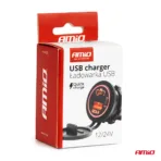Amio - ΠΡΙΖΑ ΜΕ 2 ΘΥΡΕΣ USB ΚΑΙ ΚΑΠΑΚΙ 12/24V QUICK CHARGE 3.0 ΑΔΙΑΒΡΟΧΗ ΜΕ ΚΟΚΚΙΝΟ LED ΦΩΣ ΜΑΥΡΗ - 1 τεμ. (04221/AM) - Image 5