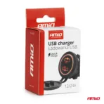 Amio - ΠΡΙΖΑ ΜΕ 2 ΘΥΡΕΣ USB-C ΚΑΙ ΚΑΠΑΚΙ 12/24V ΑΔΙΑΒΡΟΧΗ ΜΕ ΚΟΚΚΙΝΟ LED ΦΩΣ ΜΑΥΡΗ - 1 τεμ. (04223/AM) - Image 5