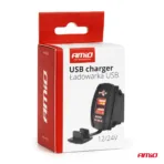 Amio - Πρίζα με 2 Θύρες USB και Καπάκι 12/24V Αδιάβροχη Μακρόστενο Σχήμα με Κόκκινο LED Φως Μαύρη - 1 τεμ. (04228/AM) - Image 5