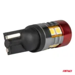 Amio - Λαμπάκια LED CAN Bus Αυτοκινήτου & Φορτηγού τύπου T10 W5W με τάση λειτουργίας 12V/24V 9xSMD 3030 με Λευκό Χρώμα Απόχρωσης 5.500k (Σε χρώμα Κόκκινο-Μαύρο) - 2 Τεμ. (04242/AM) - Image 4