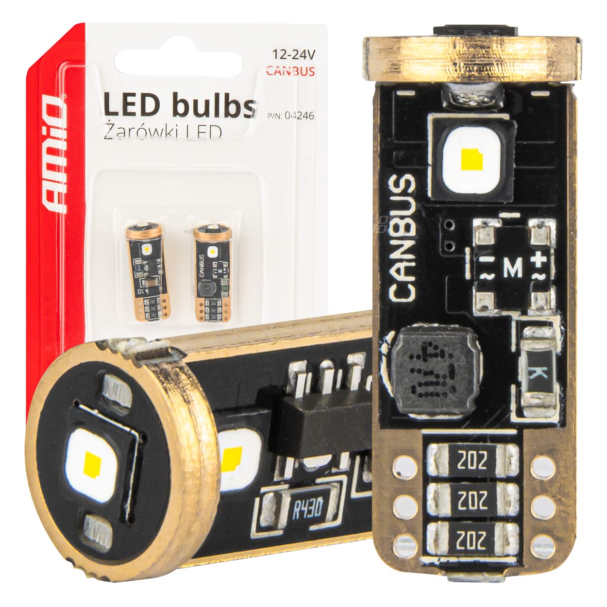 Amio - ΛΑΜΠΑΚΙΑ T10 W5W 12V/24V LED CAN-BUS 3xSMD 3838 ΛΕΥΚΟ 5500K - 2 ΤΕΜ. (04246/AM) Amio - ΛΑΜΠΑΚΙΑ T10 W5W 12V/24V LED CAN-BUS 3xSMD 3838 ΛΕΥΚΟ 5500K - 2 ΤΕΜ. (04246/AM) - Image 1