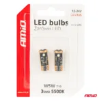Amio - ΛΑΜΠΑΚΙΑ T10 W5W 12V/24V LED CAN-BUS 3xSMD 3838 ΛΕΥΚΟ 5500K - 2 ΤΕΜ. (04246/AM) - Image 5